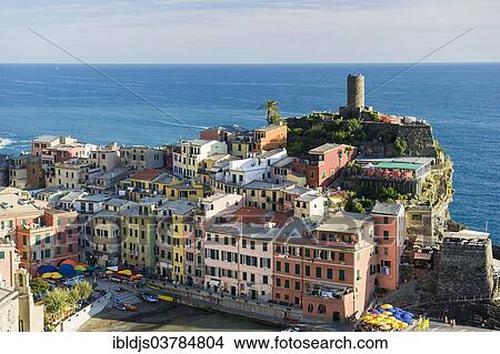 "Village with colorful houses by the sea, Vernazza, Cinque Terre, La Spezia Province, Liguria, Italy, Europe" View Large Photo Image Picture - "Village with colorful houses by the sea, Vernazza, Cinque Terre, La Spezia Province, Liguria, Italy, Europe". Fotosearch