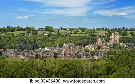 "Village with the castle ruins, Herisson, Allier department, Auvergne, France, Europe" View Large Photo Image Stock Image - "Village with the castle ruins, Herisson, Allier department, Auvergne, France, Europe". Fotosearch
