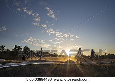 "Villagers at work, sunset, Mrauk U, Sittwe Division, Rakhine State, Myanmar, Asia" View Large Photo Image Stock Photograph - "Villagers at work, sunset, Mrauk U, Sittwe Division, Rakhine State, Myanmar, Asia". Fotosearch