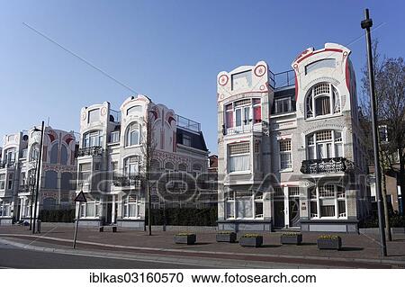"Villas built in the Art Nouveau style, Belgian shipping pilots apartments from 1910, Walcheren, Vlissingen, Walcheren, Zeeland province, The Netherlands, Europe" View Large Photo Image Stock Image - "Villas built in the Art Nouveau style, Belgian shipping pilots apartments from 1910, Walcheren, Vlissingen, Walcheren, Zeeland province, The Netherlands, Europe". Fotosearch