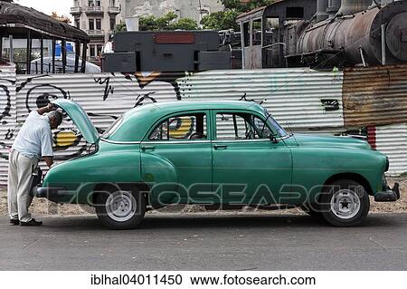 Stock Image - "Vintage car from the 1940s, Havana, Cuba, North America". Fotosearch