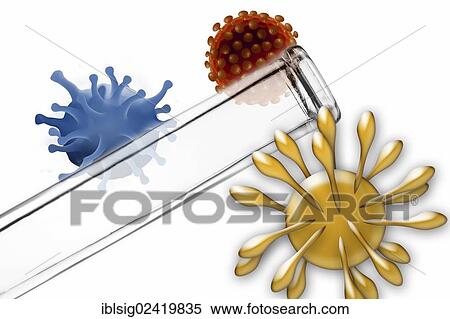 Viruses with a test tube, illustration View Large Photo Image Stock Photography - Viruses with a test tube, illustration. Fotosearch
