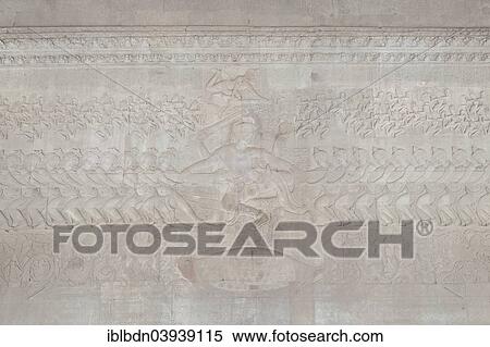 "Vishnu in the centre of the bas-relief depicting The Churning of the Ocean of Milk, Angkor Wat, Cambodia, Asia" View Large Photo Image Stock Photography - "Vishnu in the centre of the bas-relief depicting The Churning of the Ocean of Milk, Angkor Wat, Cambodia, Asia". Fotosearch
