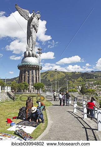 "Visitors at the statue of the Virgin Mary de Quito, El Panecillo Hill, Quito, Pichincha Province, Ecuador, South America" View Large Photo Image Stock Image - "Visitors at the statue of the Virgin Mary de Quito, El Panecillo Hill, Quito, Pichincha Province, Ecuador, South America". Fotosearch