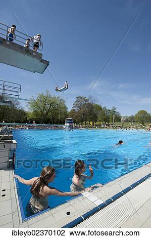"Visitors in a public swimming pool, Moehringer Freibad, Stuttgart, Baden-Wuerttemberg, Germany, Europe" View Large Photo Image Stock Image - "Visitors in a public swimming pool, Moehringer Freibad, Stuttgart, Baden-Wuerttemberg, Germany, Europe". Fotosearch