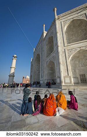Stock Image - "Visitors or tourists, Taj Mahal, mausoleum, UNESCO World Heritage Site, Agra, Uttar Pradesh, India, Asia". Fotosearch