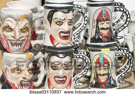 Stock Photo - "Vlad Dracula souvenir cups, Transylvania, Romania, Europe". Fotosearch
