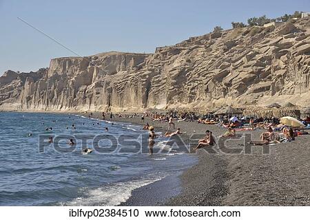 Stock Image - "Vlichada beach, near Vlichada, Santorini, Cyclades, Greek Islands, Greece, Europe". Fotosearch