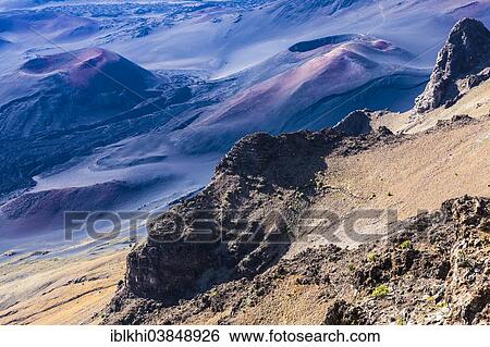 "Volcanic crater landscape at the summit of Haleakala Mountain, Maui, Hawaii, United States, North America" View Large Photo Image Stock Photograph - "Volcanic crater landscape at the summit of Haleakala Mountain, Maui, Hawaii, United States, North America". Fotosearch