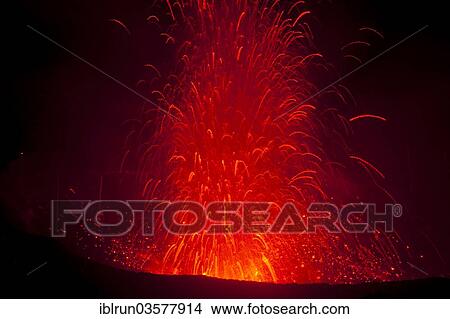 Picture - "Volcanic eruption of Mount Yasur volcano, Tanna, Vanuatu, Oceania". Fotosearch