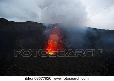Stock Image - "Volcanic eruption of Mount Yasur volcano, Tanna, Vanuatu, Oceania". Fotosearch