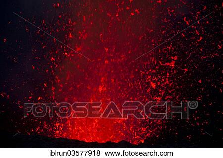 Stock Photo - "Volcanic eruption of Mount Yasur volcano, Tanna, Vanuatu, Oceania". Fotosearch