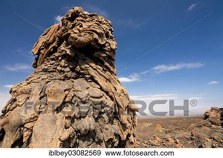 Stock Photo - "Volcanic formations on the slopes of the Mt Ertale volcano in the Danakil Depression, Danakil-Senke, Vulkan Ertale, Afdera, Wollo, Ethiopia, Africa". Fotosearch