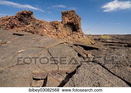 Stock Photo - "Volcanic landscape on the slopes of the Mt Ertale volcano in the Danakil Depression, Danakil-Senke, Vulkan Ertale, Afdera, Wollo, Ethiopia, Africa". Fotosearch