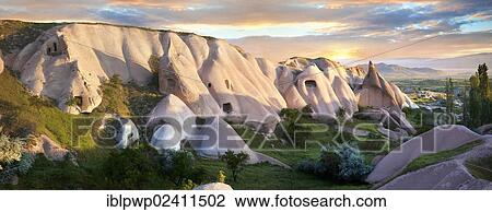 Stock Image - "Volcanic tuff rock formations of Goreme, Cappadocia, Turkey, Asia". Fotosearch