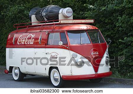 "Volkswagen Type 2, VW Bus T1, Bulli, built in 1950, with advertisements for Coca-Cola, Landshut, Lower Bavaria, Bavaria, Germany, Europe" View Large Photo Image Stock Image - "Volkswagen Type 2, VW Bus T1, Bulli, built in 1950, with advertisements for Coca-Cola, Landshut, Lower Bavaria, Bavaria, Germany, Europe". Fotosearch
