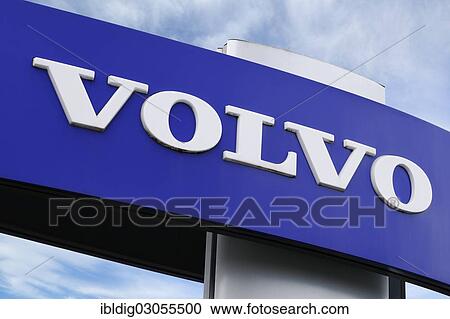 Stock Image - "Volvo Sign, outside a dealership, Oxford, Oxfordshire, England, United Kingdom, Europe". Fotosearch