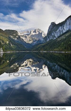 "Vorderer Gosausee with reflection of the Hoher Dachstein, Dachstein Mountains, Gosau, Salzkammergut, Upper Austria, Austria, Europe" View Large Photo Image Stock Image - "Vorderer Gosausee with reflection of the Hoher Dachstein, Dachstein Mountains, Gosau, Salzkammergut, Upper Austria, Austria, Europe". Fotosearch
