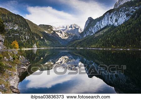 "Vorderer Gosausee with reflection of the Hoher Dachstein, Dachstein Mountains, Gosau, Salzkammergut, Upper Austria, Austria, Europe" View Large Photo Image Stock Image - "Vorderer Gosausee with reflection of the Hoher Dachstein, Dachstein Mountains, Gosau, Salzkammergut, Upper Austria, Austria, Europe". Fotosearch