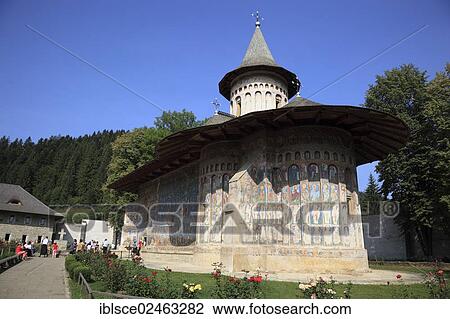 Stock Image - "Voronet Monastery, Sfantul Gheorghe church, Church of St George, Churches of Moldavia, UNESCO World Heritage Site, Romania, Europe". Fotosearch