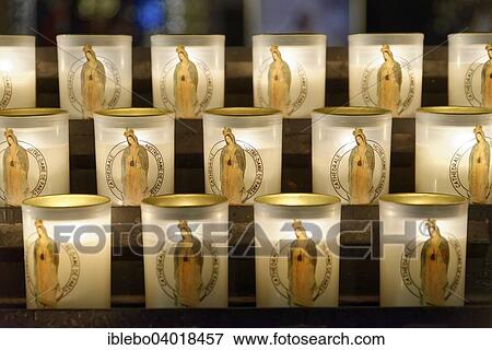 Stock Photo - "Votive candles, Notre-Dame de Paris, Ile de la Cite, 4th arrondissement, Paris, France, Europe". Fotosearch