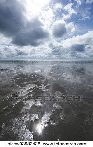 Stock Photography - "Wadden Sea, St. Peter-Ording, Eiderstedt, North Frisia, Schleswig-Holstein, Germany, Europe". Fotosearch