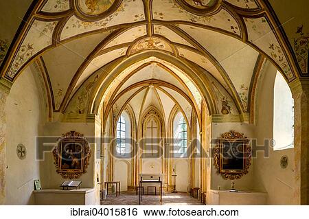 Stock Photograph - "Walburgiskapelle chapel, interior with Mannerist wall paintings, Seeon Abbey, Seebruck, Chiemgau, Upper Bavaria, Bavaria, Germany, Europe". Fotosearch