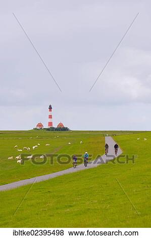 "Walkers at the Leuchtturm Westerheversand lighthouse, Westerhever, North Sea, North Frisia, Schleswig-Holstein, northern Germany, Germany, Europe" View Large Photo Image Stock Photo - "Walkers at the Leuchtturm Westerheversand lighthouse, Westerhever, North Sea, North Frisia, Schleswig-Holstein, northern Germany, Germany, Europe". Fotosearch