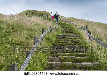 "Walkers walking up steps, on limestone path to protect against soil erosion, Mam Tor, High Peak District, Derbyshire, England, United Kingdom, Europe" View Large Photo Image Stock Image - "Walkers walking up steps, on limestone path to protect against soil erosion, Mam Tor, High Peak District, Derbyshire, England, United Kingdom, Europe". Fotosearch