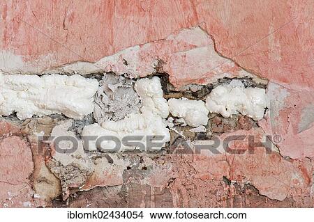 Picture - "Wall cavity filled with foam insulation, renovation of an old building, Stuttgart, Baden-Wuerttemberg, Germany, Europe". Fotosearch