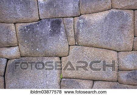 Stock Photo - "Wall of a house in the Inca city of Machu Picchu, UNESCO World Heritage Site, Urubamba Valley, Machu Picchu, Cusco Province, Peru, South America". Fotosearch