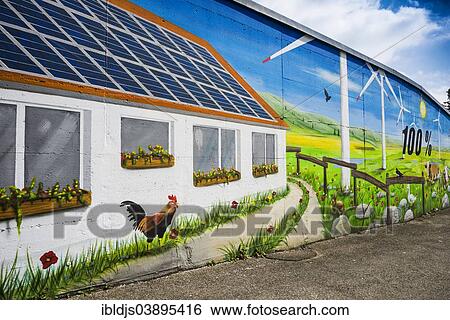 "Wall of a house painted with a renewable energy theme, Tiengen, Waldshut-Tiengen, Baden-Wurttemberg, Germany, Europe" View Large Photo Image Stock Photograph - "Wall of a house painted with a renewable energy theme, Tiengen, Waldshut-Tiengen, Baden-Wurttemberg, Germany, Europe". Fotosearch