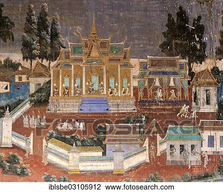"Wall painting from the Ramayana epic in the Silver Pagoda or Preah Vihear Preah Keo Morakot, Phnom Penh, Phnom Penh Province, Cambodia, Asia" View Large Photo Image Stock Image - "Wall painting from the Ramayana epic in the Silver Pagoda or Preah Vihear Preah Keo Morakot, Phnom Penh, Phnom Penh Province, Cambodia, Asia". Fotosearch