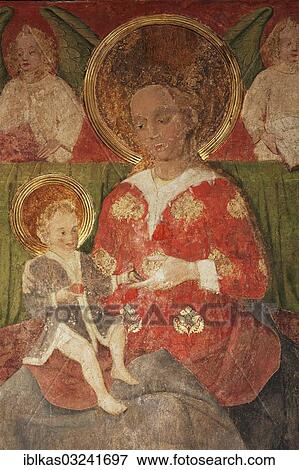 "Wall painting, Madonna with the Christ Child on her lap, fresco from the 15th century, Basilica of St. Lambertus, historic center, Dusseldorf, Rhineland, North Rhine-Westphalia, Germany, Europe" View Large Photo Image Stock Photo - "Wall painting, Madonna with the Christ Child on her lap, fresco from the 15th century, Basilica of St. Lambertus, historic center, Dusseldorf, Rhineland, North Rhine-Westphalia, Germany, Europe". Fotosearch