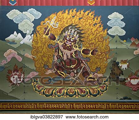 "Wall paintings with motifs of Buddhist mythology in the Trashi Chhoe Dzong monastic fortress, Thimphu, Bhutan, Asia" View Large Photo Image Stock Photo - "Wall paintings with motifs of Buddhist mythology in the Trashi Chhoe Dzong monastic fortress, Thimphu, Bhutan, Asia". Fotosearch