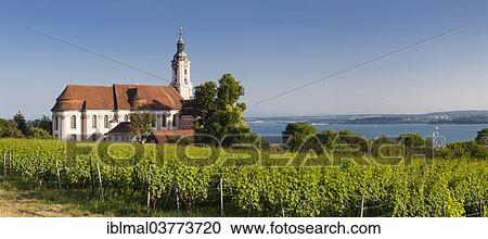 Stock Image - "Wallfahrtskirche Birnau sanctuary, Unteruhldingen, Lake Constance, Baden-Wuerttemberg, Germany, Europe". Fotosearch