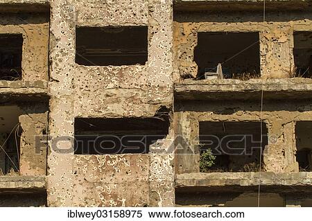 "War ruins, bullet riddled facade on the former front or Green Line, Beirut, Lebanon, Asia" View Large Photo Image Stock Photography - "War ruins, bullet riddled facade on the former front or Green Line, Beirut, Lebanon, Asia". Fotosearch