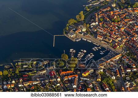 Stock Image - "Waren with the marina on Binnenmuritz Lake, Waren Muritz, Mecklenburg Lake District, Mecklenburg-Western Pomerania, Germany, Europe". Fotosearch