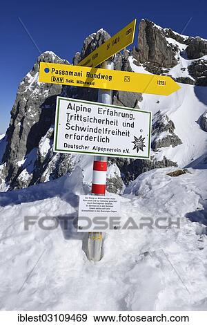 "Warning sign and signposts for hikers, Karwendel Mountains, Mittenwald, Upper Bavaria, Bavaria, Germany, Europe" View Large Photo Image Stock Photo - "Warning sign and signposts for hikers, Karwendel Mountains, Mittenwald, Upper Bavaria, Bavaria, Germany, Europe". Fotosearch