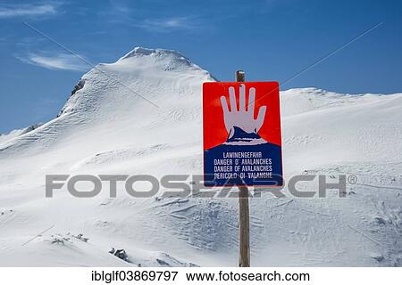 Stock Photo - "Warning sign, danger of avalanches, Pongau, Tauern, Salzburg, Salzburg State, Austria, Europe". Fotosearch