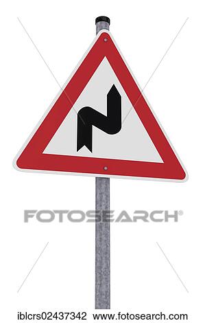"Warning sign, dangerous curves" View Large Photo Image Stock Image - "Warning sign, dangerous curves". Fotosearch