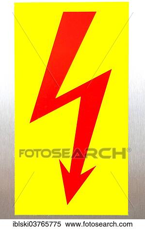 "Warning sign, electricity lightning bolt, high voltage current, Germany, Europe" View Large Photo Image Stock Photography - "Warning sign, electricity lightning bolt, high voltage current, Germany, Europe". Fotosearch