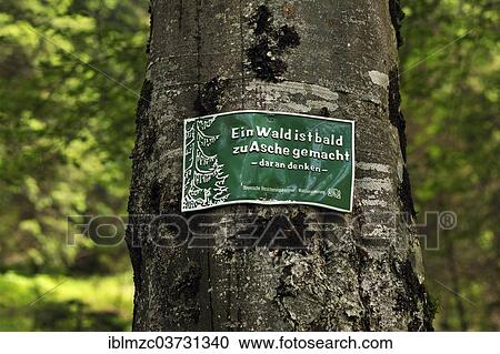 "Warning sign in German on a tree to prevent forest fires, Ramsau bei Berchtesgaden, Berchtesgadener Land District, Upper Bavaria, Bavaria, Germany, Europe" View Large Photo Image Stock Image - "Warning sign in German on a tree to prevent forest fires, Ramsau bei Berchtesgaden, Berchtesgadener Land District, Upper Bavaria, Bavaria, Germany, Europe". Fotosearch