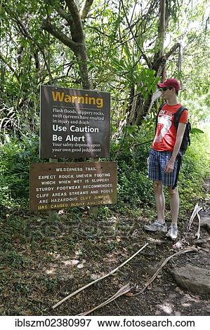 "Warning sign on the Pipiwai Trail, Haleakala National Park Kipahulu section, Maui, Hawaii, USA" View Large Photo Image Stock Photo - "Warning sign on the Pipiwai Trail, Haleakala National Park Kipahulu section, Maui, Hawaii, USA". Fotosearch