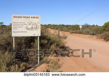 "Warning sign """"Rough road ahead"""", Kalbarri National Park, Murchison, Western Australia, Australia, Oceania" View Large Photo Image Stock Image - "Warning sign """"Rough road ahead"""", Kalbarri National Park, Murchison, Western Australia, Australia, Oceania". Fotosearch