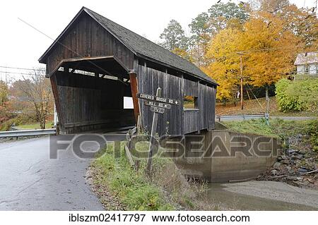 Warren Covered Bridge in autumn, Lincoln Gap, Warren, Vermont, USA View Large Photo Image Stock Photo - Warren Covered Bridge in autumn, Lincoln Gap, Warren, Vermont, USA. Fotosearch