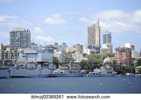 Stock Image - "Warships of the Australian Navy in Sydney Harbour, Sydney, New South Wales, NSW, Australia, Oceania". Fotosearch