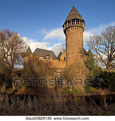 Stock Photo - "Wasserschloss Burg Linn, a moated castle in Krefeld-Linn, Lower Rhine region, Westphalia, North Rhine-Westphalia, Germany, Europe". Fotosearch