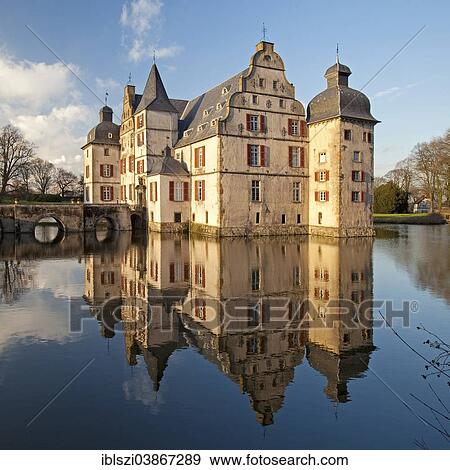 Stock Photo - "Wasserschloss Haus Bodelschwingh, moated castle, Dortmund, Ruhr Area, North Rhine-Westphalia, Germany, Europe". Fotosearch