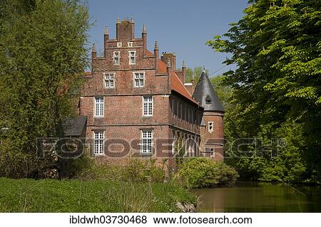 Stock Photo - "Wasserschloss Herten moated castle, Herten, Ruhr district, North Rhine-Westphalia, Germany, Europe". Fotosearch
